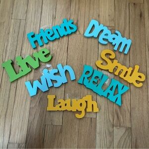 NWT bundle (7) small painted wood wall decor signs approx 7x 3 inches each